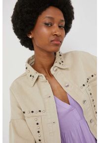 Answear Lab kurtka jeansowa damska kolor beżowy oversize. Kolor: beżowy. Materiał: jeans. Styl: wakacyjny