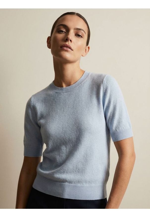 Sinsay - Sweter z krótkim rękawem - niebieski. Kolor: niebieski. Długość rękawa: krótki rękaw. Długość: krótkie