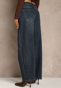Renee - Granatowe Jeansy Barrel Fit High Waist Delandria. Okazja: na co dzień. Stan: podwyższony. Kolor: niebieski. Styl: casual, street, elegancki #4