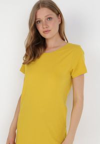 Born2be - Żółta Sukienka Hysopheu. Kolor: żółty. Materiał: bawełna, materiał. Typ sukienki: dopasowane. Długość: mini