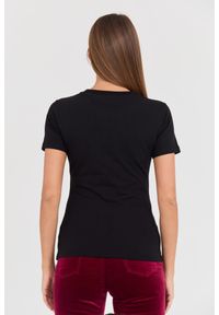 Just Cavalli - JUST CAVALLI Czarny damski t-shirt Logo Gold, Rozmiar S. Kolor: czarny