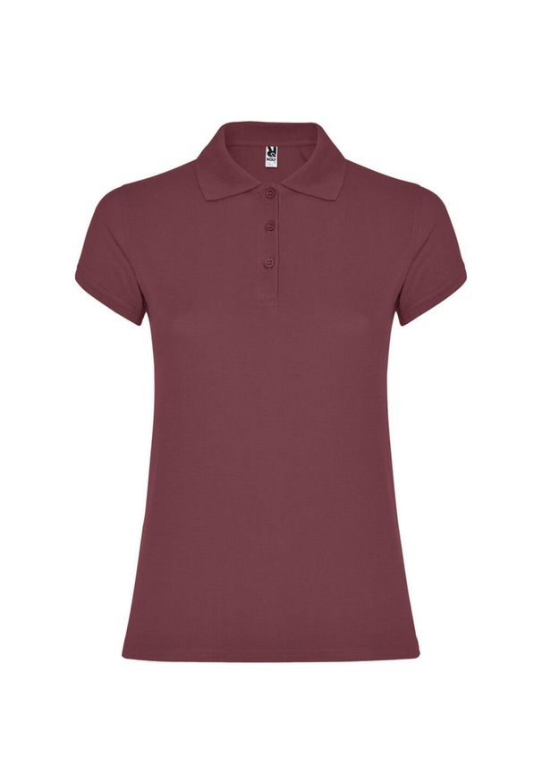 ROLY - Damska Koszulka Polo W Gwiazdki. Typ kołnierza: polo. Kolor: czerwony