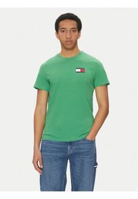 Tommy Jeans T-Shirt Essential DM0DM20740 Zielony Slim Fit. Kolor: zielony. Materiał: bawełna