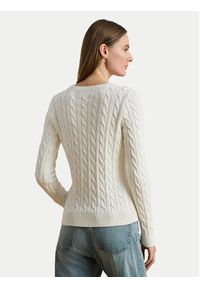 Lauren Ralph Lauren - LAUREN RALPH LAUREN Sweter 200P03508003 Biały Slim Fit. Kolor: biały. Materiał: bawełna #4