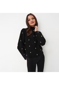 Mohito - Czarny sweter z ozdobnymi elementami - Czarny. Kolor: czarny