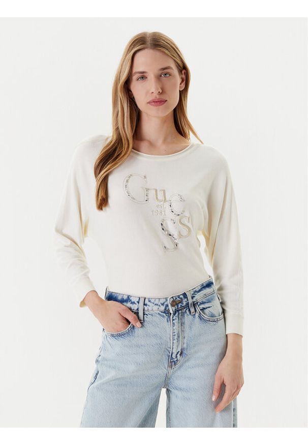 Guess Sweter W5YR22 Z2NQ2 Écru Regular Fit. Materiał: wiskoza