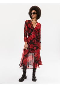 Liu Jo Sukienka codzienna CF3337 T3079 Czerwony Regular Fit. Okazja: na co dzień. Kolor: czerwony. Materiał: jedwab, wiskoza. Typ sukienki: proste. Styl: casual #1