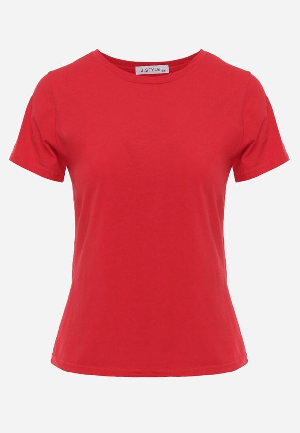 Renee - Czerwony T-shirt z Bawełny z Okrągłym Dekoltem Nedima. Okazja: na co dzień. Kolor: czerwony. Materiał: bawełna. Styl: casual, klasyczny