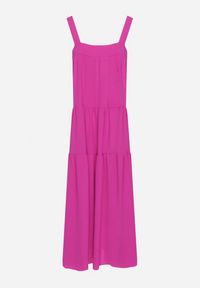 Born2be - Fioletowa Sukienka o Rozkloszowanym Kroju z Wiązaniem z Tyłu Savinelle. Okazja: na imprezę, na co dzień. Kolor: fioletowy. Styl: elegancki, casual #3