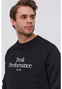 Peak Performance Bluza męska kolor czarny melanżowa. Okazja: na co dzień. Kolor: czarny. Materiał: bawełna, dzianina. Długość rękawa: raglanowy rękaw. Wzór: melanż. Styl: casual #3