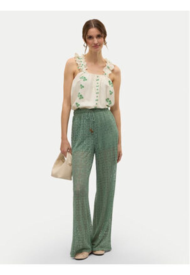 Vero Moda Spodnie materiałowe Maya 10325044 Zielony Wide Leg. Kolor: zielony. Materiał: syntetyk