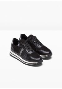 Sneakersy na platformie Jana, tęgość H bonprix czarny. Kolor: czarny. Materiał: materiał, syntetyk, poliester, skóra. Obcas: na platformie #5