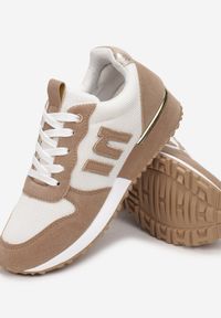 Renee - Biało-Beżowe Sneakersy Orsea. Zapięcie: sznurówki. Kolor: biały. Materiał: materiał, nubuk, syntetyk. Szerokość cholewki: normalna. Wzór: aplikacja #4