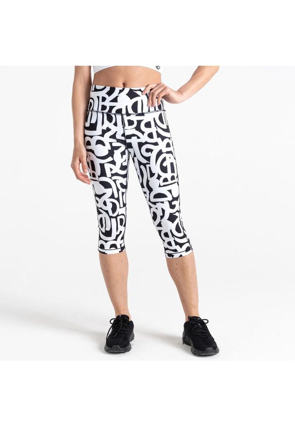 DARE 2B - Damskie legginsy sportowe 3/4 Influential. Kolor: czarny, biały, wielokolorowy. Sport: fitness
