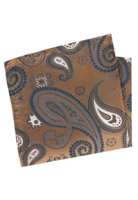 Poszetka Męska, Elegancka - Alties - Stare Złoto, Duże Paisley. Kolor: złoty, żółty, wielokolorowy. Materiał: poliester. Wzór: paisley