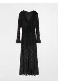 Sinsay - Koronkowa sukienka maxi z falbanami - czarny. Kolor: czarny. Materiał: koronka. Długość: maxi #1