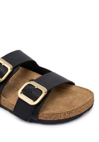 TOMMY HILFIGER - Tommy Hilfiger Klapki Leather Double Strap Cork Sandals FW0FW09118 Czarny. Kolor: czarny. Materiał: skóra #4