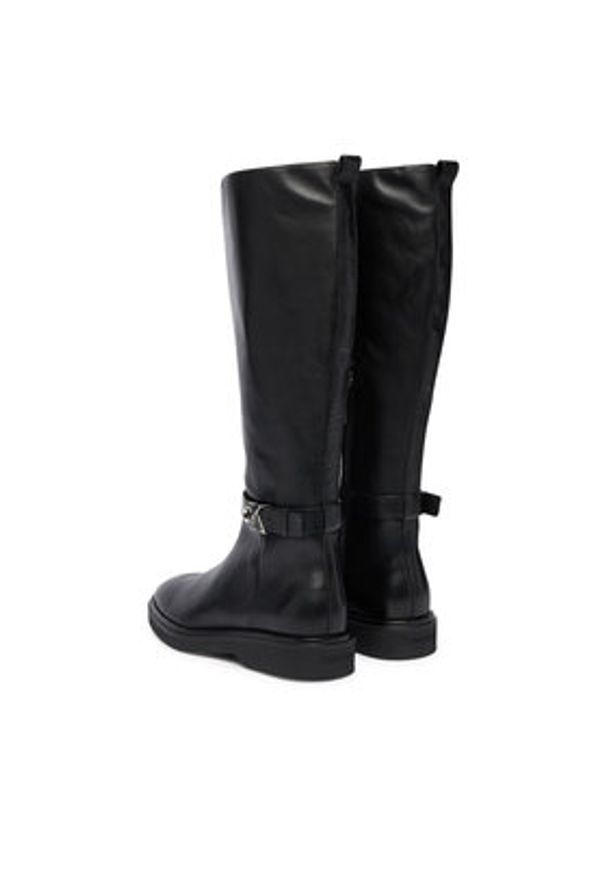 Calvin Klein Kozaki Knee Boot W/ Metal Logo HW0HW02665 Czarny. Kolor: czarny. Materiał: skóra