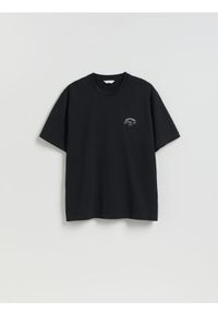 Reserved - T-shirt relaxed fit z nadrukiem - czarny. Kolor: czarny. Materiał: dzianina, bawełna. Wzór: nadruk #1