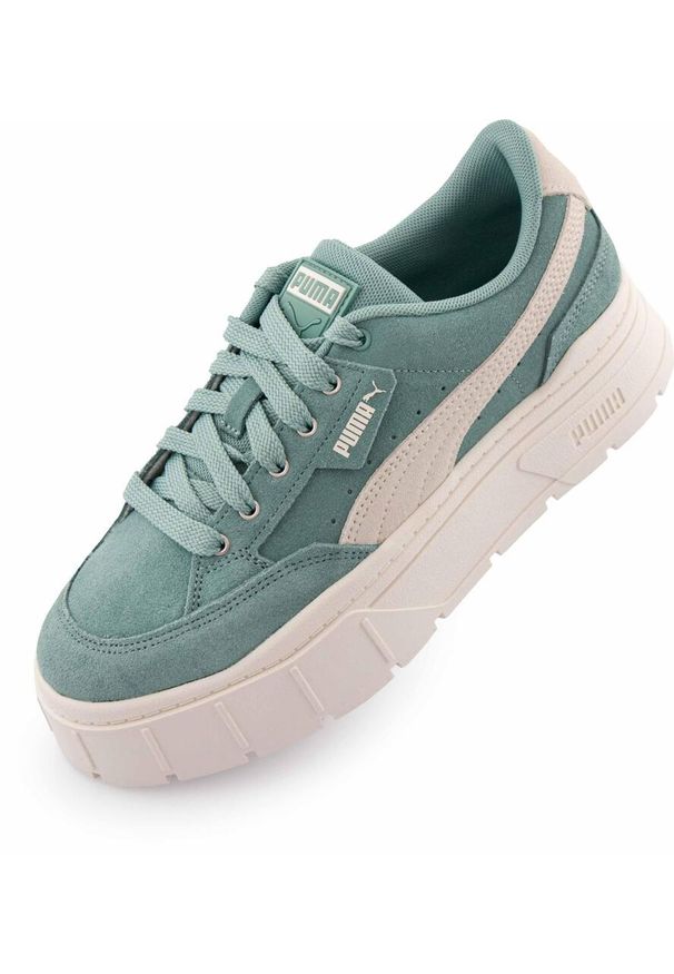 Damskie Sneakers Puma Mayze Stack DC5 Mineral Blue. Kolor: niebieski. Materiał: skóra