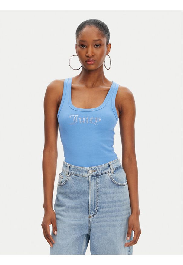 Juicy Couture Top Racer JCWLV125305 Niebieski Slim Fit. Kolor: niebieski. Materiał: bawełna