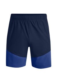 Spodenki fitness męskie Under Armour Knit Woven Hybrid Shorts. Kolor: niebieski. Materiał: poliester. Sport: fitness