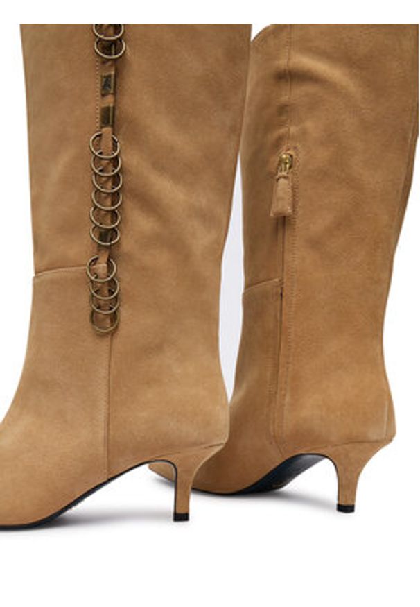 Patrizia Pepe Kozaki 8Y0138 L033 Beżowy. Kolor: beżowy. Materiał: zamsz, skóra