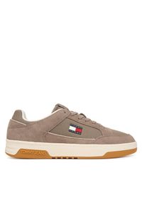 Tommy Jeans Sneakersy Canvas Leather Cupsole Trainers EM0EM01680 Brązowy. Kolor: brązowy. Materiał: materiał #1