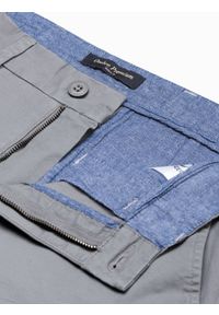 Ombre Clothing - Spodnie męskie chino P894 - szare - XL. Kolor: szary. Materiał: elastan, bawełna #3