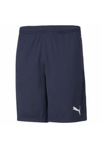 Spodenki męskie Puma teamRISE Training Shorts granatowe. Kolor: niebieski, wielokolorowy, biały. Materiał: poliester