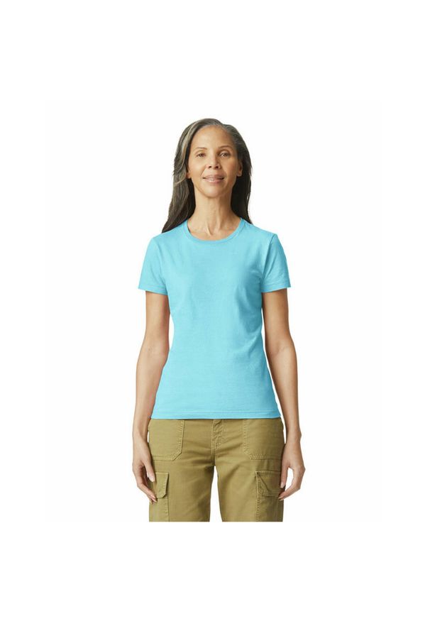 GILDAN - Koszulka Damska Z Miękkiej W Dotyku Bawełny Ringspun. Kolor: niebieski. Materiał: bawełna. Sport: turystyka piesza