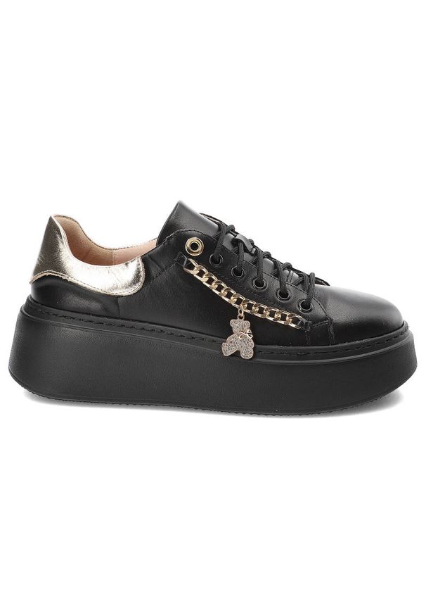 DAMISS - Czarne Sneakersy Damiss Wygodne Skórzane Buty. Okazja: na co dzień. Kolor: czarny. Materiał: skóra. Szerokość cholewki: normalna