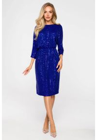 Sukienki.shop - Sukienka cekinowa błyszcząca z dekoltem V na plecach chaber. Okazja: na sylwestra, na imprezę. Styl: wizytowy #1