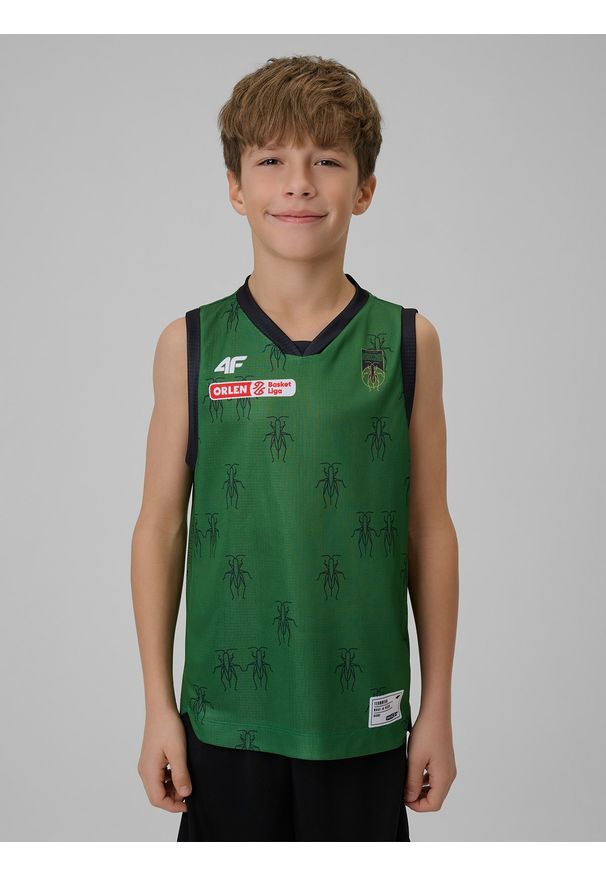 4f - 4F Koszulka meczowa replika wyjazdowa z sezonu 2025/26 dziecięca 4F x Miasto Szkła Krosno - zielona 134/140 (8-10 lat). Kolor: zielony. Materiał: skóra, dzianina, materiał. Wzór: nadruk. Sezon: lato. Sport: fitness, koszykówka