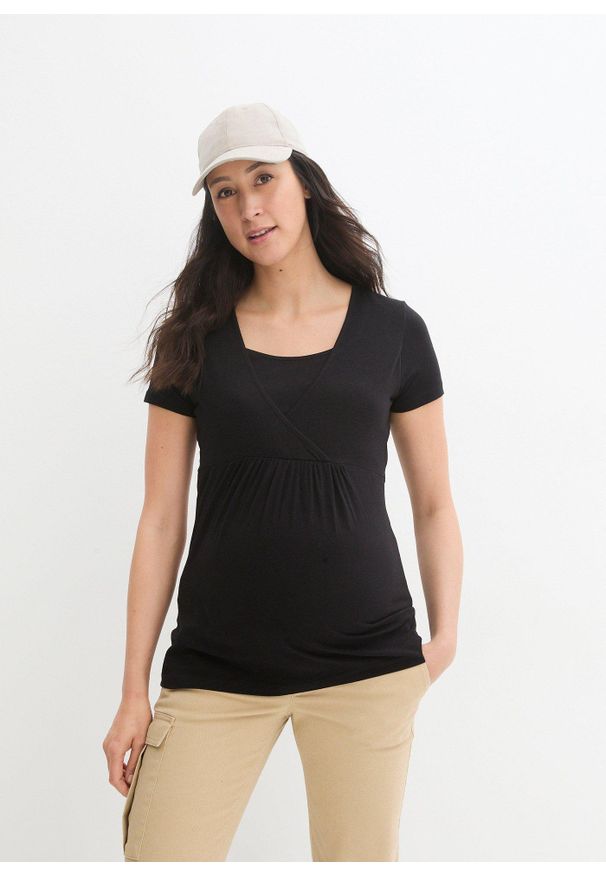 bonprix - T-shirt ciążowy i do karmienia, 2 w 1 (2 szt.). Kolekcja: moda ciążowa. Kolor: czarny, biały. Materiał: jersey