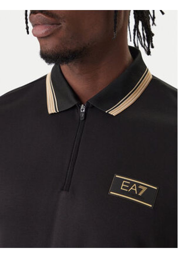 EA7 Emporio Armani Polo 7M001333 AF13739 UC001 Czarny Regular Fit. Typ kołnierza: polo. Kolor: czarny. Materiał: wiskoza
