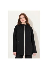 ULLA POPKEN - Damskie Kurtka softshell HYPRAR wodoodporna dwukierunkowy zamek odpinany kaptur. Kolekcja: plus size. Kolor: czarny. Materiał: poliester, materiał, elastan. Sport: turystyka piesza #1