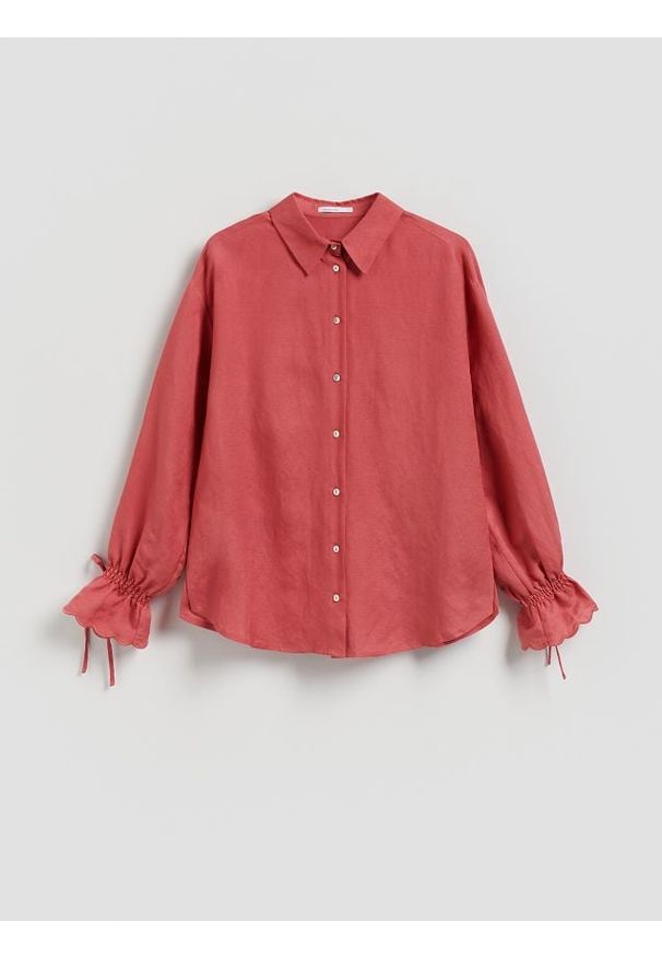 Reserved - Koszula z lnem - intenstywna czerwień. Kolor: czerwony. Materiał: len