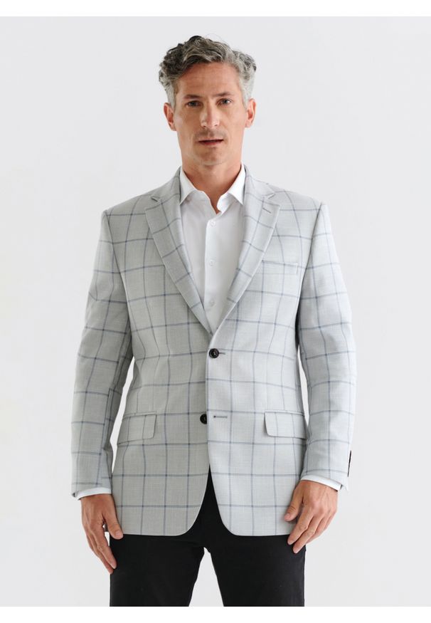 Pako Lorente - PAKO LORENTE – Szara marynarka casualowa. Okazja: na co dzień. Kolor: szary. Materiał: wełna, poliester, bawełna. Styl: casual