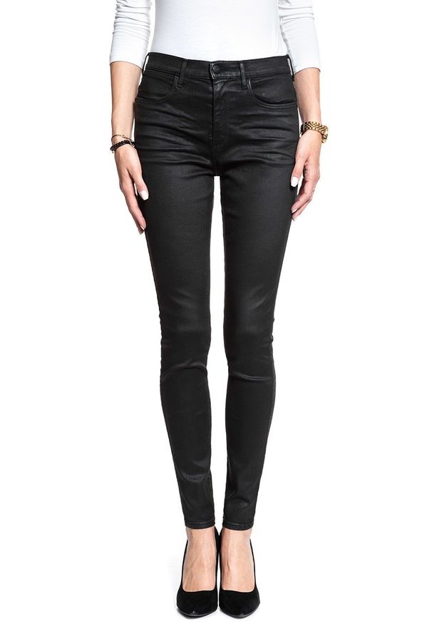 Wrangler - WRANGLER HIGH RISE SKINNY COATED BLACK W27HWT067 112128139. Stan: podwyższony