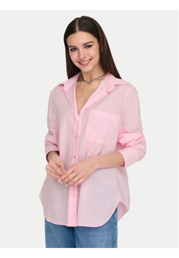 only - ONLY Koszula Salina 15335255 Różowy Regular Fit. Kolor: różowy. Materiał: bawełna