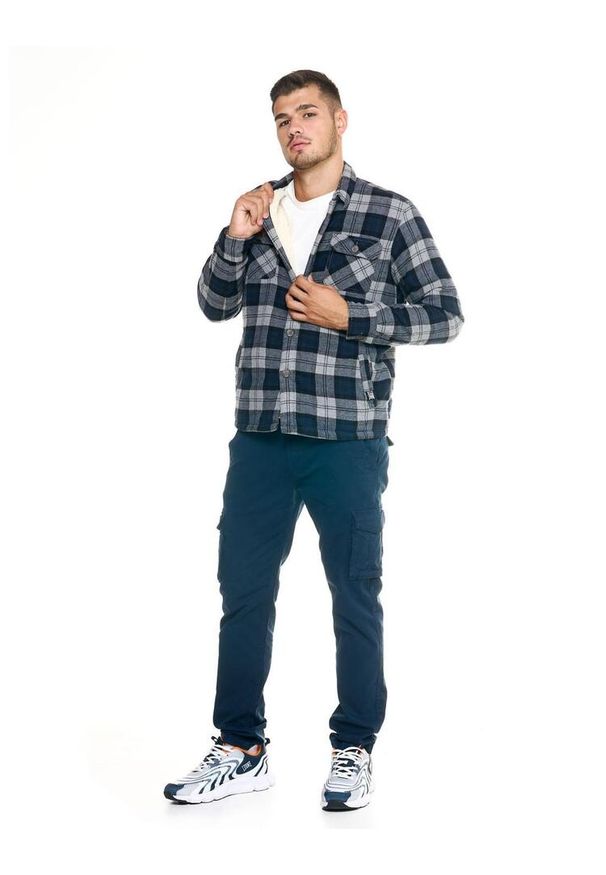 LEONE 1947 APPAREL - Męska marynarka koszulowa Leone Lifestyle. Kolor: niebieski. Materiał: tkanina. Sport: turystyka piesza