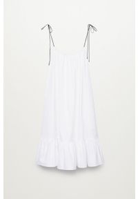 mango - Mango Sukienka bawełniana BIBI kolor biały mini rozkloszowana. Kolor: biały. Materiał: bawełna. Długość rękawa: na ramiączkach. Typ sukienki: rozkloszowane. Długość: mini #6