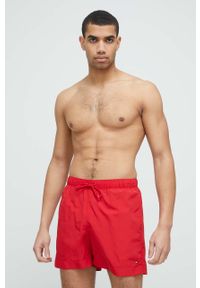 TOMMY HILFIGER - Tommy Hilfiger szorty kąpielowe kolor czerwony. Kolor: czerwony. Materiał: tkanina, poliamid #4