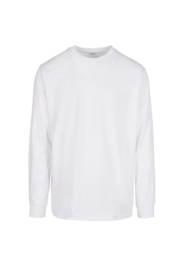 BUILD YOUR BRAND - Organiczna Bluza Z Długim Rękawem Unisex Dla Dorosłych Z Prążkowanymi Mankietami. Kolor: biały. Materiał: prążkowany. Długość rękawa: długi rękaw. Długość: długie