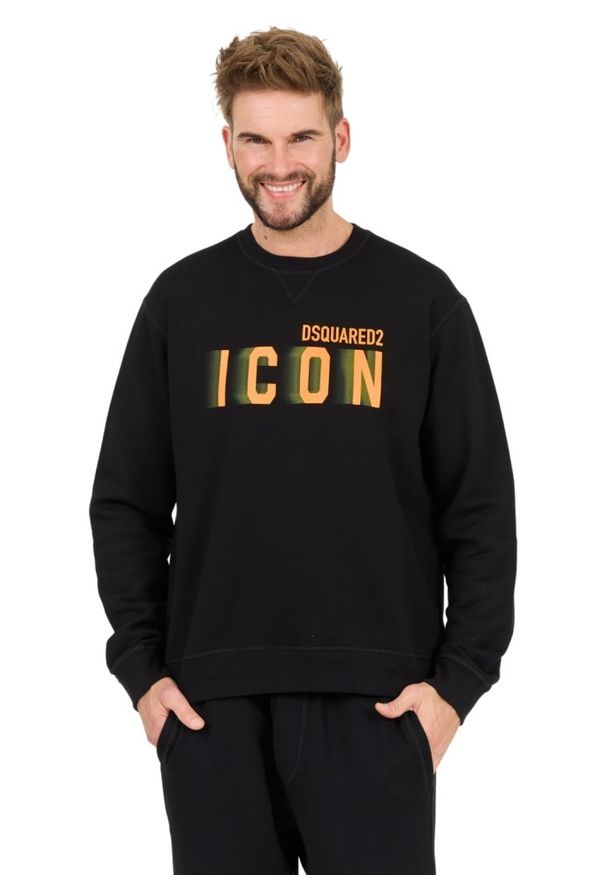 DSQUARED2 Czarna męska bluza Icon Blur Cool Fit Crewneck, Rozmiar M. Kolor: czarny