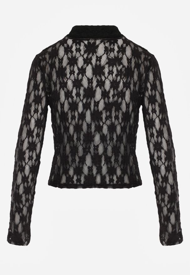 Born2be - Czarna Koszula Ozdobiona Koronką Lanelv. Okazja: na co dzień. Kolor: czarny. Materiał: koronka. Wzór: aplikacja, koronka. Styl: casual, klasyczny