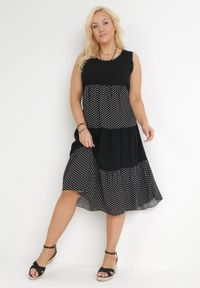 Born2be - Czarna Sukienka Bez Rękawów Wiązana z Tyłu z Wiskozt Kathalina. Kolekcja: plus size. Kolor: czarny. Długość rękawa: bez rękawów. Sezon: lato. Typ sukienki: dla puszystych, trapezowe #2