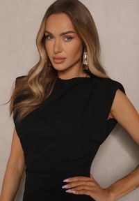 Renee - Czarny Kombinezon Bez Rękawów z Szeroką Nogawką i Marszczeniem Sepellia. Kolor: czarny. Długość rękawa: bez rękawów. Styl: elegancki #2