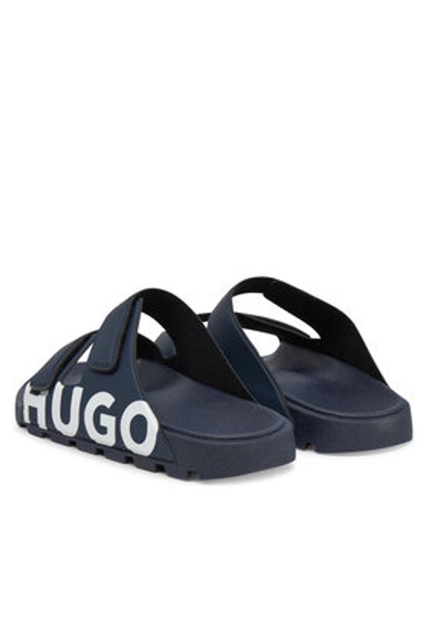 Hugo - HUGO Klapki Evander 50542042 Granatowy. Kolor: niebieski. Materiał: skóra
